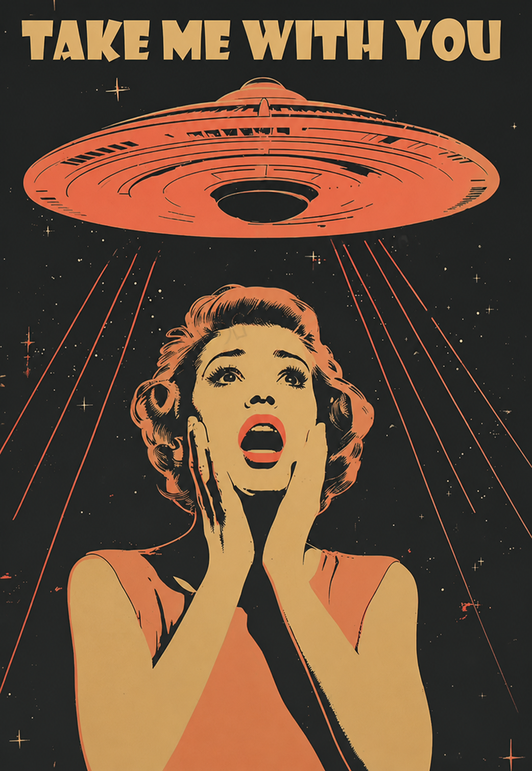 Retro UFO Canvas Poster
