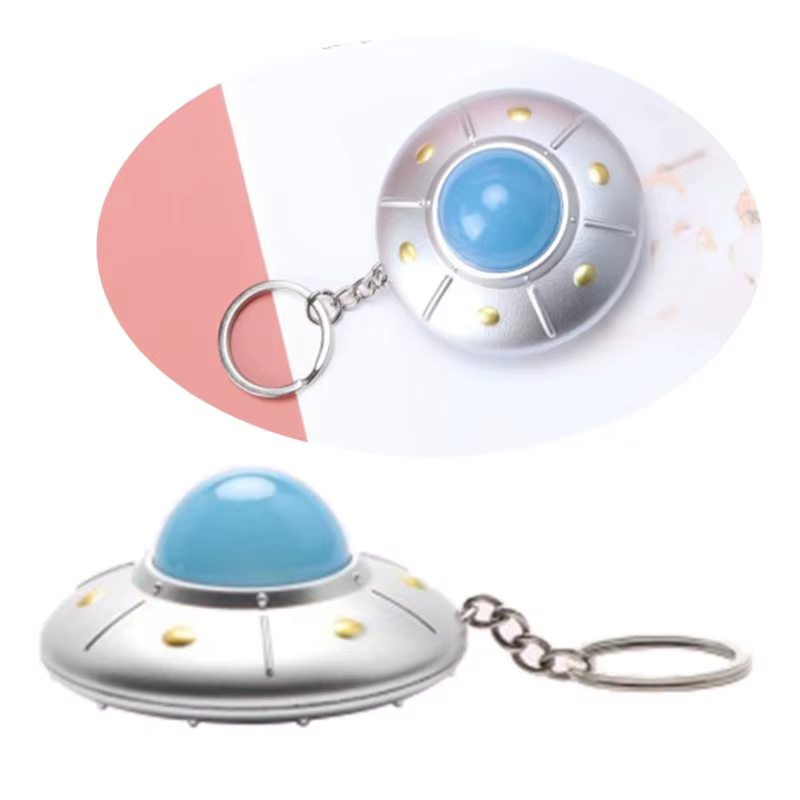 Mini UFO LED Keychain – Flying Saucer Light Keyring Pendant