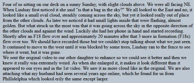 UFO sighting over Alberta - Witness report